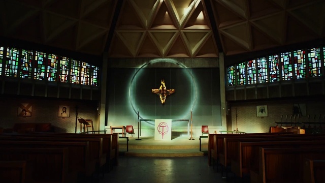 Video Reference: Light, Window, Lighting, Interior design, Building, Architecture, Stained glass, Glass, Display device, Art