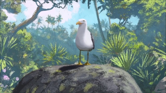 Video Reference: Bird, Plant, Beak, Natural landscape, Tree, Sky, Landscape, Seabird, Terrestrial plant, Grass