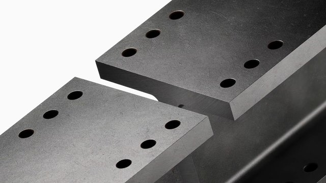 Video Reference: metal, machined parts, industrial, close-up, holes, gray, block, engineering, manufacturing, hardware, component, precision, white background