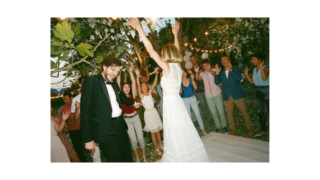 Video Reference: Wedding dress, Bride, People in nature, Flash photography, Happy, Bridal clothing, Dress, Bridal party dress, Gesture, Interaction