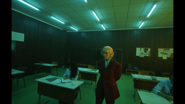 Video Reference: Table, Furniture, Green, Desk, Standing, Lighting, Chair, Coat, Building, Snapshot