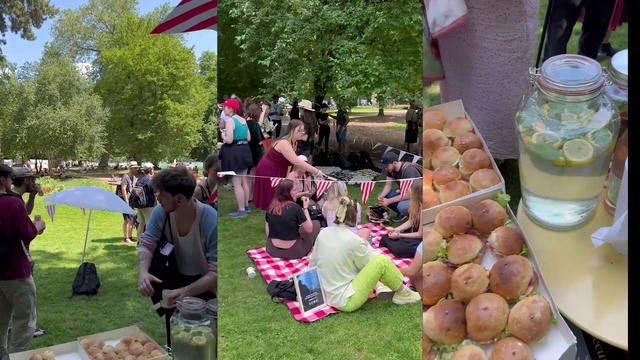 Video Reference: Green, Food, Plant, Tree, Shorts, Grass, Natural foods, Leisure, Tableware, Fun