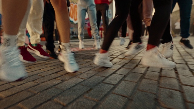 Video Reference: Human body, Road surface, Street fashion, Thigh, Gesture, Flooring, Floor, Asphalt, Sneakers, Wood