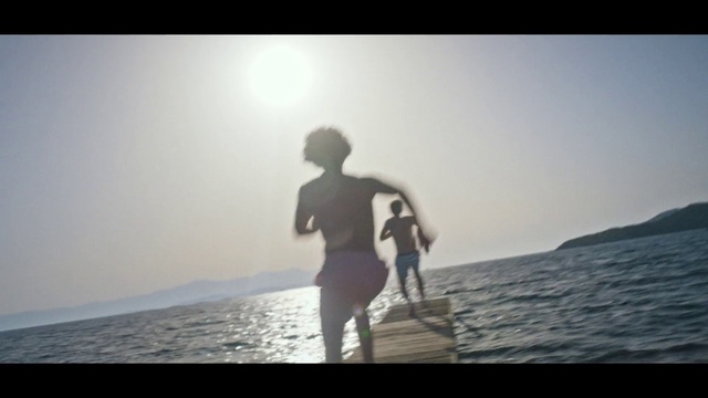 Video Reference: Water, Sky, Shorts, Human, People in nature, Flash photography, Happy, Gesture, People on beach, Sunlight