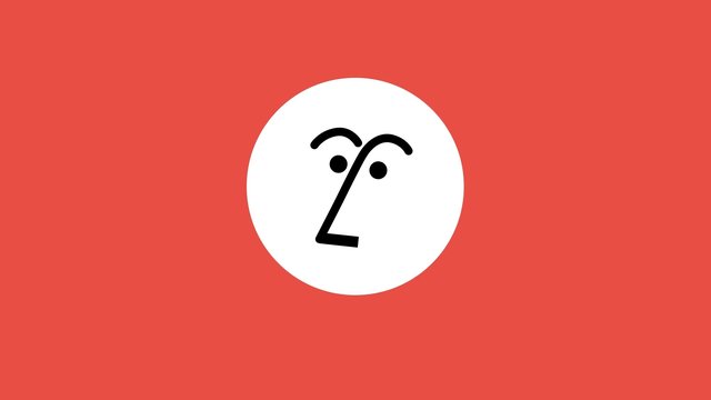 Video Reference: abstract, icon, logo, symbol, face, graphic, minimal, red background, white circle, black line, illustration, cartoon, flat design