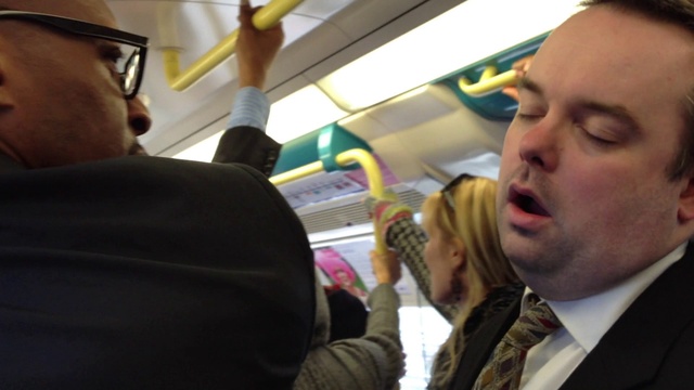 Video Reference: Gesture, Interaction, Air travel, Suit, Fun, Train, Tie, Event, Passenger, Public transport