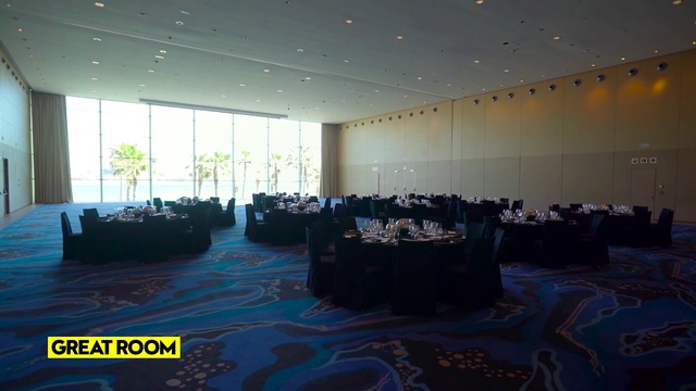 Video Reference: Interior design, Decoration, Building, Hall, Flooring, Tablecloth, Table, Chair, Event, Function hall