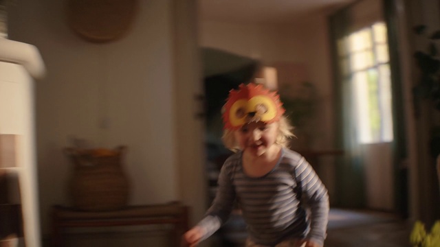 Video Reference: Window, Fawn, Wood, Toy, Flooring, Happy, Wig, Fashion design, Personal protective equipment, Fun