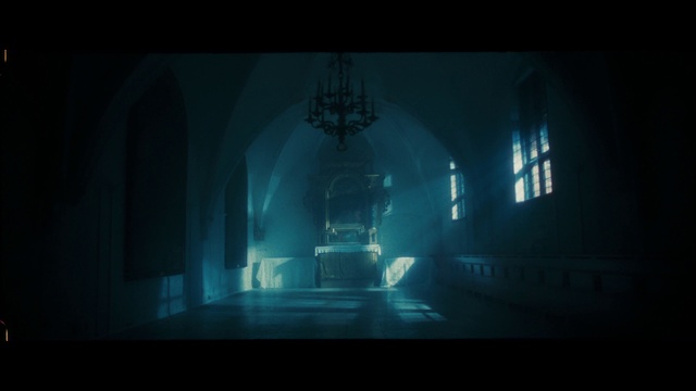 Video Reference: Window, Tints and shades, Symmetry, Electric blue, Art, Space, Darkness, Event, Arch, Room