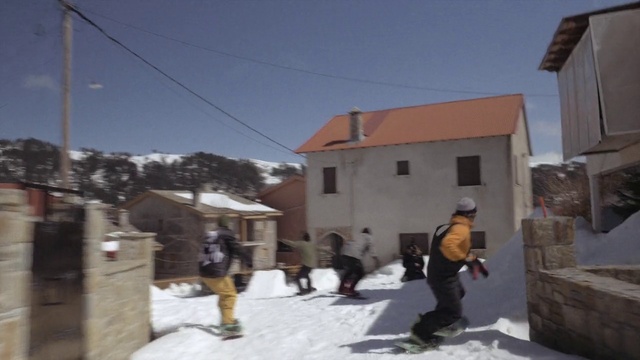 Video Reference: Sky, Snow, Building, Window, Slope, House, Freezing, Geological phenomenon, Tree, Recreation