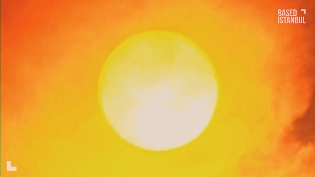 Video Reference: Amber, Sky, Heat, Sunrise, Astronomical object, Tints and shades, Sunset, Circle, Rectangle, Sun