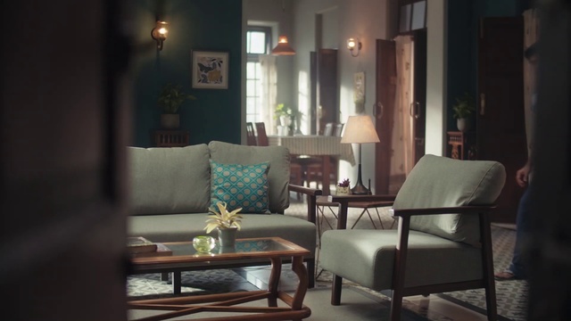 Video Reference: Table, Furniture, Property, Couch, Building, Interior design, Lighting, House, Chair, Living room