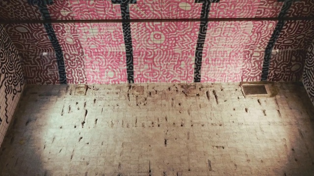 Video Reference: Rectangle, Wood, Flooring, Floor, Font, Art, Tints and shades, Magenta, Road surface, Brick