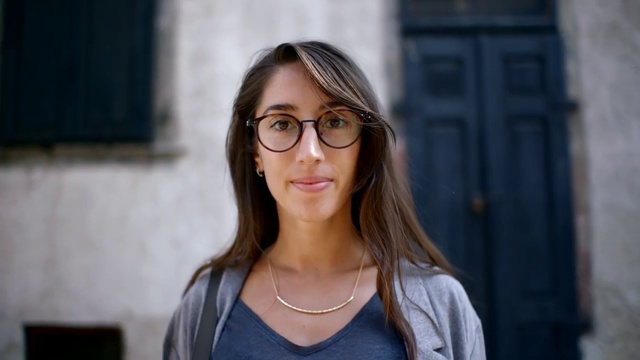 Video Reference: Glasses, Lip, Vision care, Outerwear, Eyebrow, Smile, Eyewear, Eyelash, Flash photography, Neck