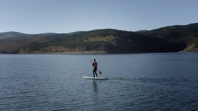 Video Reference: Water, Sky, Surfing, Mountain, Boats and boating--Equipment and supplies, Lake, Surfboard, Sports equipment, Wind wave, Stand up paddle surfing