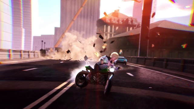 Video Reference: Tire, Wheel, Land vehicle, Building, Vehicle, Motorcycle, Automotive lighting, Sky, Road surface, Asphalt