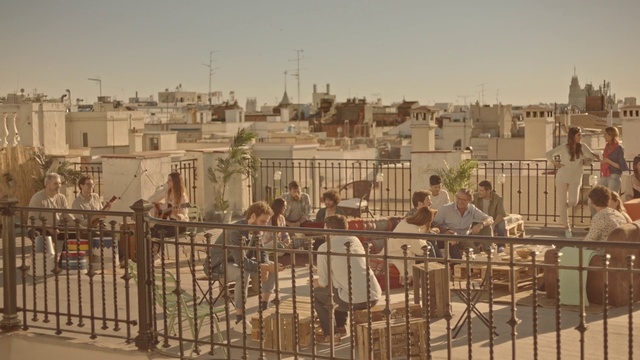 Video Reference: Sky, Building, Fence, Urban design, Residential area, Morning, City, Landscape, Metal, House