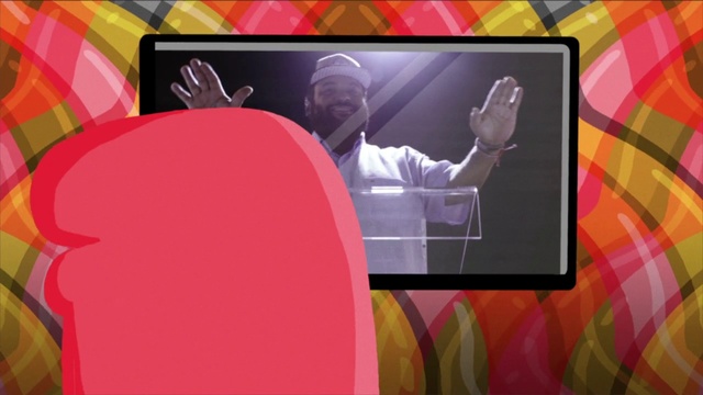 Video Reference: Gesture, Pink, Art, Font, Red, Magenta, Suit, Technology, Display device, Electronic device