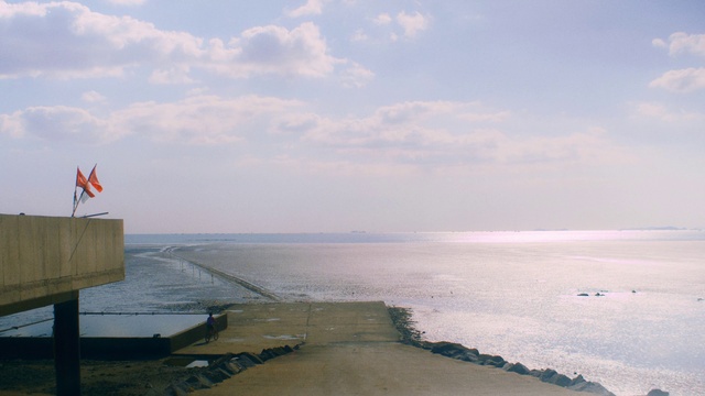 Video Reference: Water, Cloud, Sky, Flag, Coastal and oceanic landforms, Lake, Beach, Horizon, Landscape, Headland