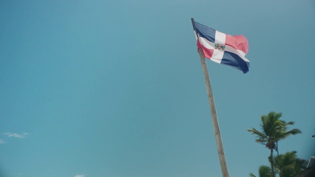 Video Reference: Sky, Red flag, Flag, Plant, Tree, Wind, Pole, Cumulus, Flag of the united states, Event