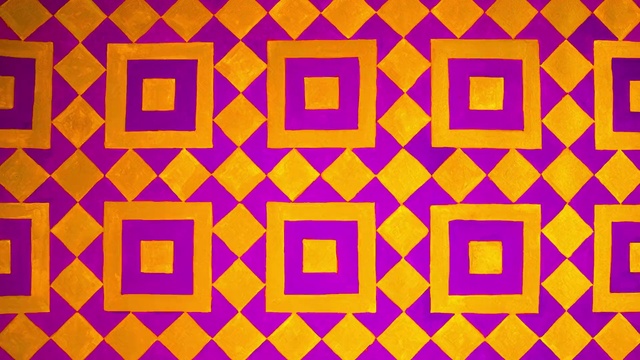 Video Reference: Purple, Rectangle, Textile, Font, Yellow, Pink, Violet, Art, Magenta, Symmetry