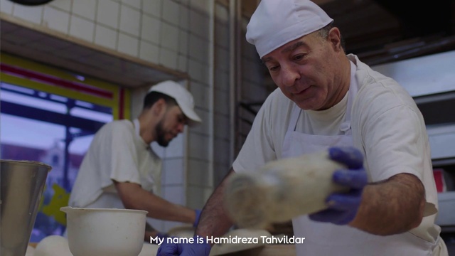 Video Reference: Arm, Food, Chef, Gesture, Chief cook, Cooking, Apron, Dishware, Mixing bowl, Serveware