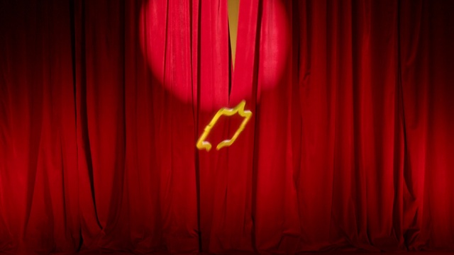 Video Reference: Theater curtain, Curtain, Amber, Entertainment, Orange, Performing arts, Line, Red, Font, Stage is empty