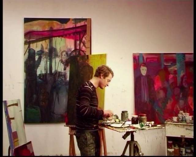 Video Reference: Art paint, Artist, Paint, Art, Magenta, Picture frame, Painting, Event, Visual arts, T-shirt