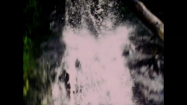 Video Reference: water, waterfall, splash, stream, rocks, nature, flowing, motion blur, outdoor, forest, abstract, close-up