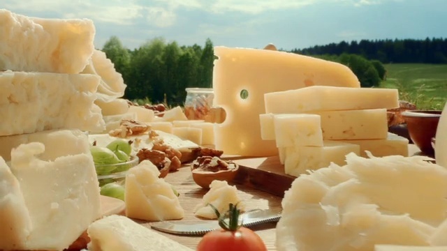 Video Reference: Food, Sky, Cloud, Gruyère cheese, Ingredient, Sheep milk cheese, Cuisine, Cheese, Dish, Parmigiano-reggiano