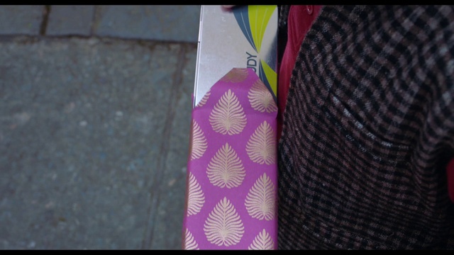 Video Reference: Purple, Violet, Material property, Magenta, Tints and shades, Pattern, Electric blue, Linens, Font, Human leg