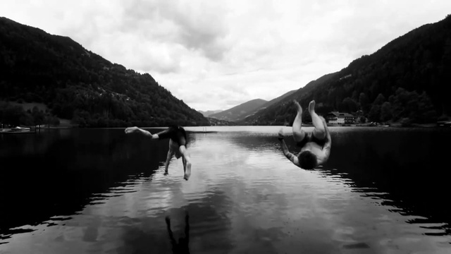 Video Reference: Cloud, Water, Sky, Mountain, Natural landscape, Black-and-white, Style, Watercourse, Lake, Watercraft