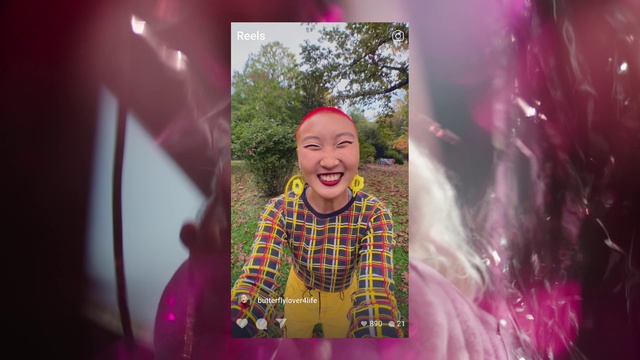 Video Reference: Smile, Facial expression, Purple, Flash photography, Happy, Violet, Pink, Tree, Entertainment, People in nature