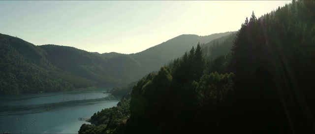 Video Reference: Sky, Water, Mountain, Plant, Natural landscape, Highland, Tree, Atmospheric phenomenon, Bank, Mountainous landforms