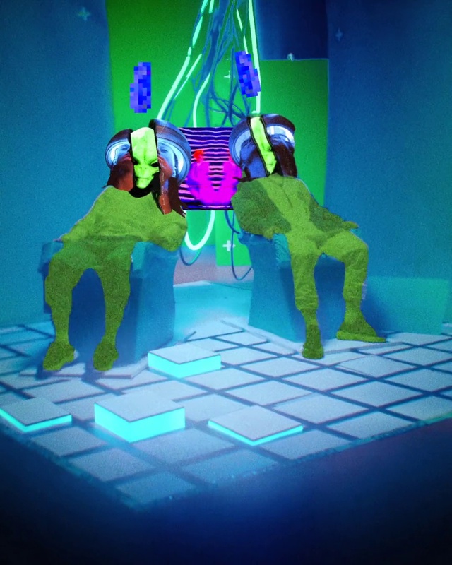 Video Reference: Blue, Purple, Toy, Organism, Entertainment, Cartoon, Performing arts, Visual effect lighting, Art, Electric blue