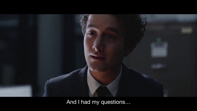 Video Reference: Eyebrow, Flash photography, Tie, Formal wear, Event, White-collar worker, Darkness, Movie, Eyelash, Pleased