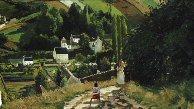 Video Reference: Plant, Nature, Paint, Tree, Building, Art, Painting, Grass, House, Rural area