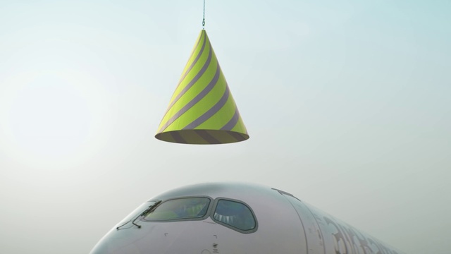 Video Reference: Sky, Vehicle, Triangle, Aircraft, Cone, Aerospace manufacturer, Airplane, Mast, Tints and shades, Tree