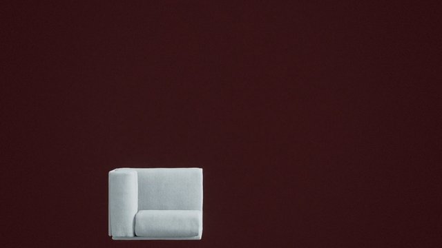 Video Reference: chair, sofa, upholstered, white, furniture, isolated, studio, minimal, maroon background, product shot, indoor, modern, empty, copy space