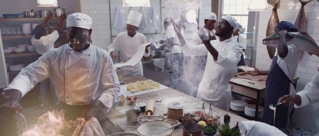 Video Reference: Food, Chefs uniform, Tableware, Apron, Chef, Chief cook, Table, Cuisine, Cooking, Kitchen