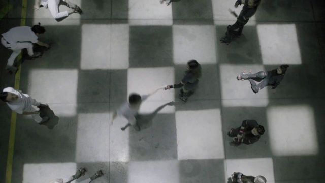 Video Reference: White, Leg, Black, Black-and-white, Grey, Style, Floor, Flooring, Line, Wall