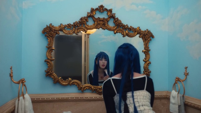 Video Reference: Mirror, Picture frame, Azure, Wall, Art, Black hair, Long hair, Tree, Fun, Electric blue