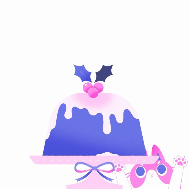 Video Reference: cartoon, illustration, dessert, cake, pastel, pink, blue, cute, cat, kawaii, decorative, dessert art, white background, minimal, fantasy, birthday