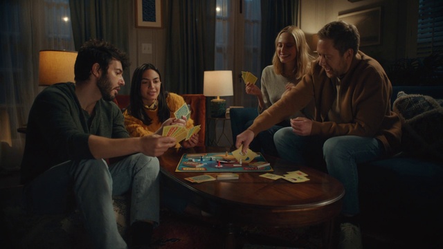 Video Reference: Jeans, Table, Arm, Furniture, Sharing, Comfort, Tableware, Interior design, Interaction, Curtain