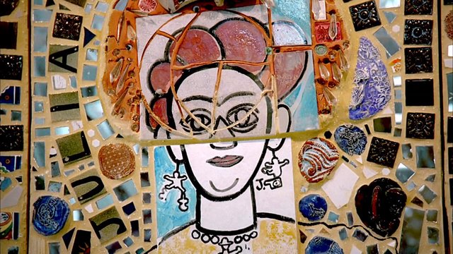 Video Reference: mosaic, artwork, mural, portrait, face, abstract, colorful, tiles, glass, decorative, handmade, pattern, illustration, closeup