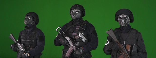 Video Reference: Ballistic vest, Sleeve, Gesture, Personal protective equipment, Fictional character, Gun barrel, Machine gun, Soldier, Air gun, Shotgun