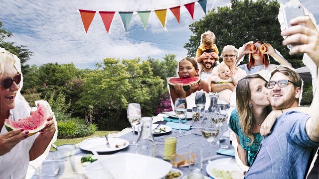 Video Reference: Glasses, Tableware, Table, Sky, Plant, Smile, Cloud, Dishware, Plate, Chair