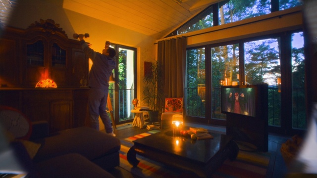 Video Reference: Table, Furniture, Property, Building, Picture frame, Window, Interior design, Lighting, Wood, Lamp