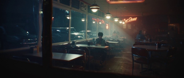 Video Reference: Furniture, Table, Chair, Drinking establishment, Building, Tints and shades, Automotive lighting, Midnight, Glass, Darkness