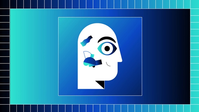 Video Reference: Head, Blue, Azure, Jaw, Organism, Rectangle, Art, Font, Line, Aqua